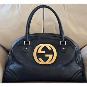 Certified Authentic Gucci Blondie Leather Top Handle Satchel Bowling Bag, COA